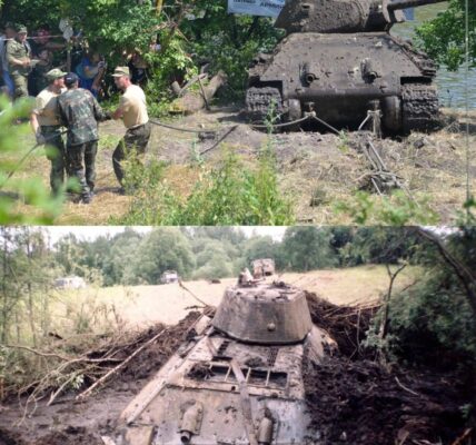 Was liegt darunter? Ein T-34-Panzer aus dem 2. Weltkrieg mit seiner Besatzung nach 80 Jahren im Fluss gefunden!!