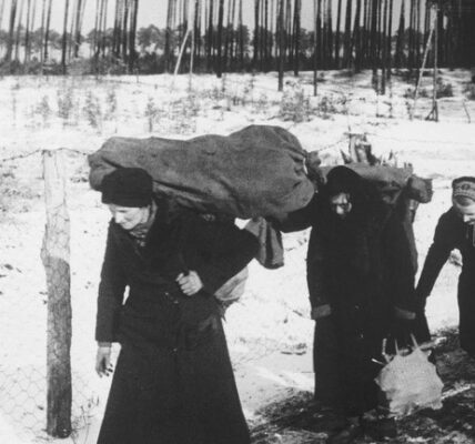 Holzsammler vor den Stadttoren Berlins, 1945: Ein symbolisches Bild des Wiederaufbaus nach dem Krieg.