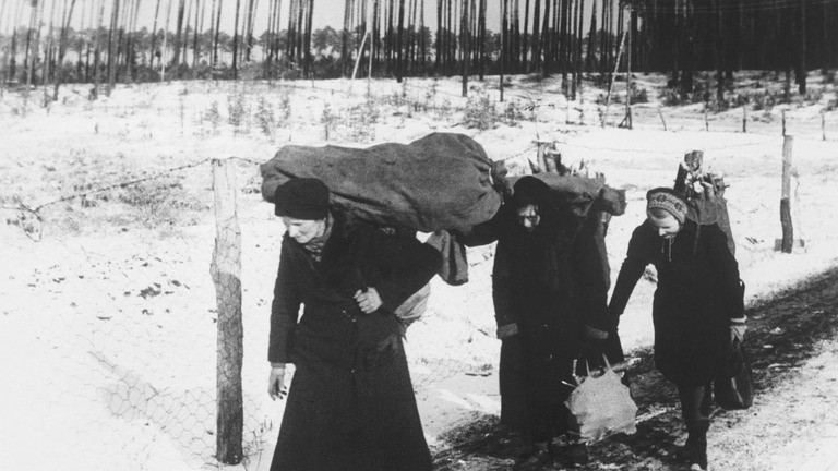 Holzsammler vor den Stadttoren Berlins, 1945: Ein symbolisches Bild des Wiederaufbaus nach dem Krieg.