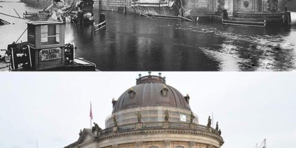 Damals und heute: Eine Kombination aus beeindruckenden historischen Fotografien aus Berlin während des Zweiten Weltkriegs und heute