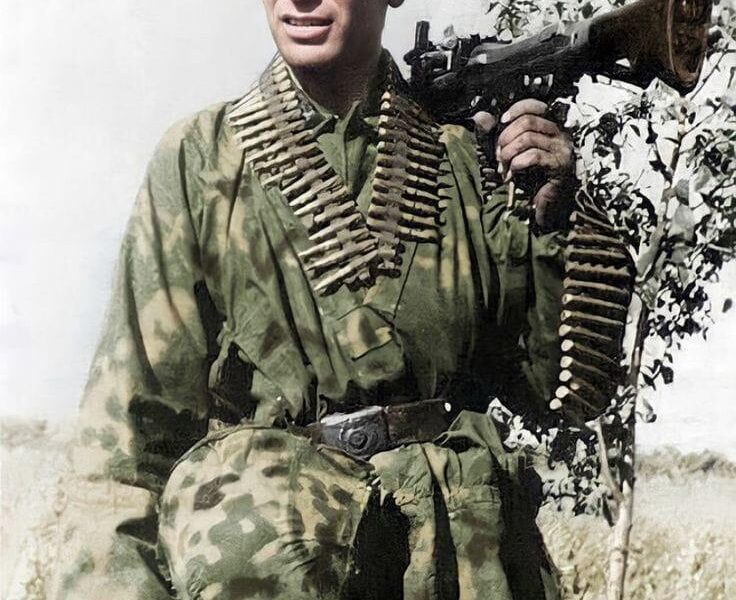 Soldaten der Wehrmacht mit dem MG 34 im Einsatz.