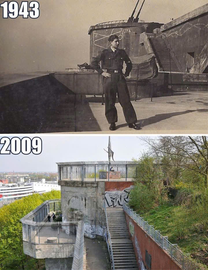 Damals und heute: Eine Kombination aus beeindruckenden historischen Fotografien aus Berlin während des Zweiten Weltkriegs und heute
