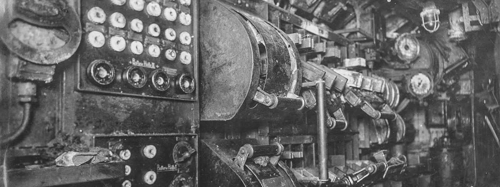 Seltene Fotografien zeigen das Innere des deutschen U-Bootes SM UB-110, 1918