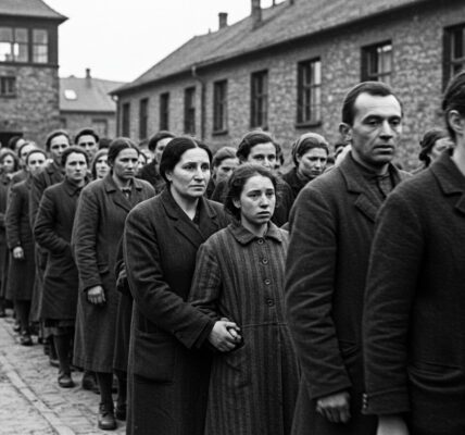 Letzter Weg: Mutter und Tochter Hand in Hand – Ein stilles Zeugnis aus Auschwitz.