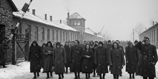 Auschwitz, Mai 1944: Frauen und Kinder auf dem Weg zur Selektion