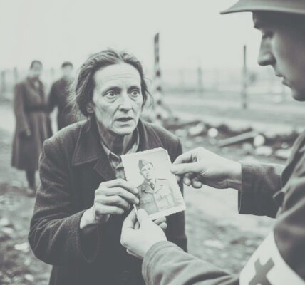 Das letzte Foto, das sie festhielt: Ein stiller Abschied in Bergen-Belsen, 1945 – eine Liebe, die der Krieg nicht zerstören konnte.