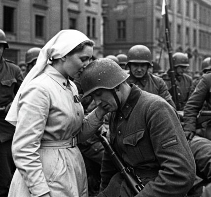 Ein stiller Abschied an der Front: Die Kraft einer letzten Umarmung zwischen Schwester und Soldat.